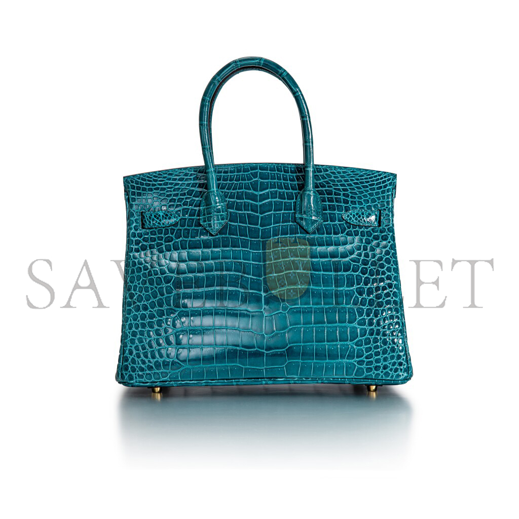 HERMÈS MASTER BIRKIN 35 CROCODILE LEATHER GREEN GOLD BUCKLE H041367CK35 (35*28*18cm)